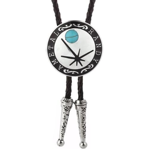 Star natural pine stone bolo tie men classic DIY leather woven rope bow tie