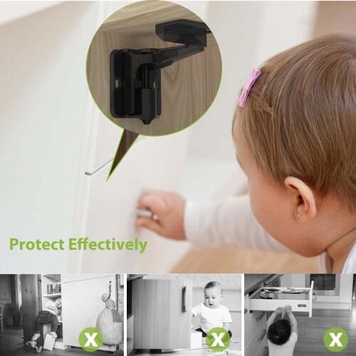Invisible Spring No Drill Child Proof, Baby Safety Locks, for Kitchen Cabinets & Drawers with Strong Adhesive 6Pack