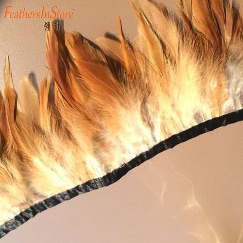 Wholesale Feather 10meters/lot camel Coque Rooster Feather Fringe Rooster feather trim 5-7inch width