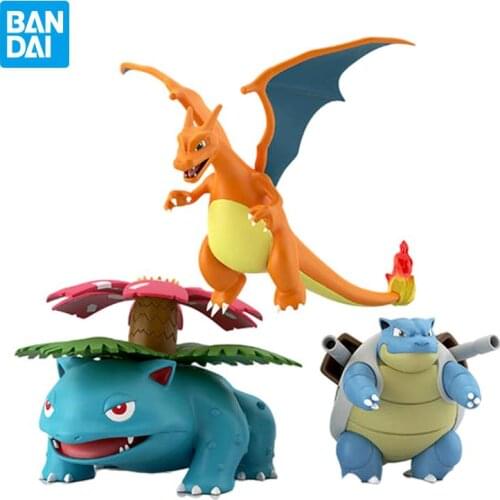 Genuine Bandai Anime Pokremon Figure Scale World Pikachu Charizard Blastoise Kanto region Action Figure Model Toys Gift