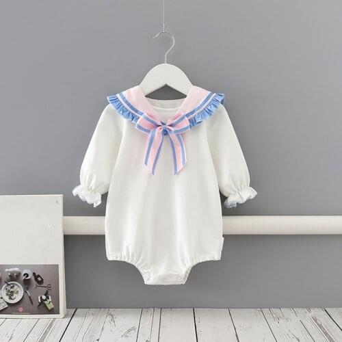 Baby Autumn Clothing Newborn Infant Baby Girls Long Sleeves Preppy Style Bodysuits Jumpsuit Outfit Girls Clothes with Rabbit 0-2