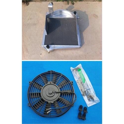 Aluminum Alloy Radiator+Fan For Austin Healey Sprite Bugeye/MG 2 ROW Midget 1960-1967 1960 1961 1962 1963 1964 1965 1966 1967