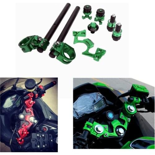 Adjustable Handlebars Clip on Bar Ends Fork Adjusters Yoke Nut Guard Pad Set for Kawasaki Ninja 250 300 2013 2014 2015 2016