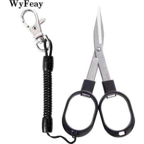 Black Stainless Steel Folding Scissors Keychain Fold Fishing Scissor Cutter Camping Embroidery Tailor Paper Cutting Needlework