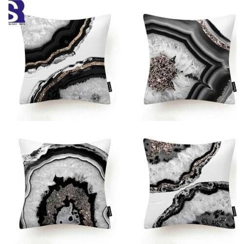 SunnyRain 4-piece Agate Pattern Pillow Covers Decorative Throw Pillow Covers Living Room Decoration Cushion Cover