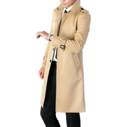 Mens trench coats man ジャケット clothes slim fit single-breasted overcoat long sleeve black blue new designer spring autumn khaki