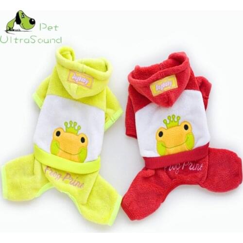 ULTRASOUND PET Dog Clothes Cotton Costume Autumn Winter Warm Pet Coat Jacket Durable Four Leg Frog Print Clothes For Dogs