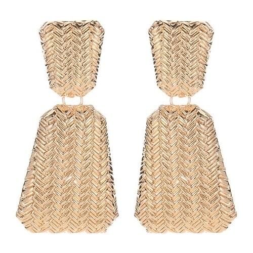 Wavy grain Personality Punk Fashion Geometric Trapezoid Golden White Rose Gold Alloy Dangle Earrings Drop Earrings For Women