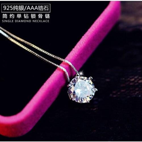 Korea Fashion Silver color Chain Crystal Pendant Necklace for Women AAA Cubic Zircon Short Chocker Neck Jewelry Collier