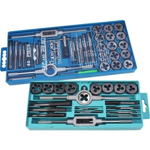 12-40pcs tap die set M3-M12 Screw Thread Metric Taps wrench Dies DIY kit wrench screw Threading hand Tools Alloy Metal with bag