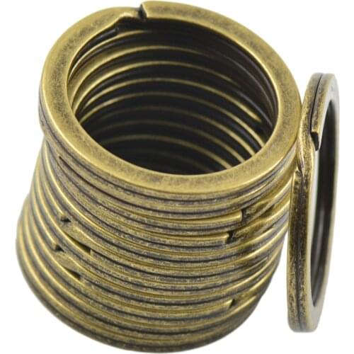 12pcs Antique Bronze Tone Metal Flat Split Rings Keyrings Keychains Keys Holder