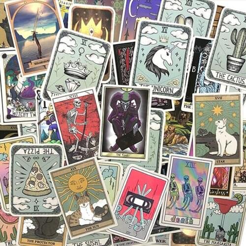 50Pcs Multiple Styles Tarot Card Stickers Skateboard Laptop Luggage Guitar Motorcycle Decals