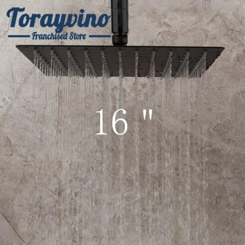 16” square shower head orb bathroom grifo ducha rainfall spray brass mixer tap matte black Ceiling Mounted only shower head