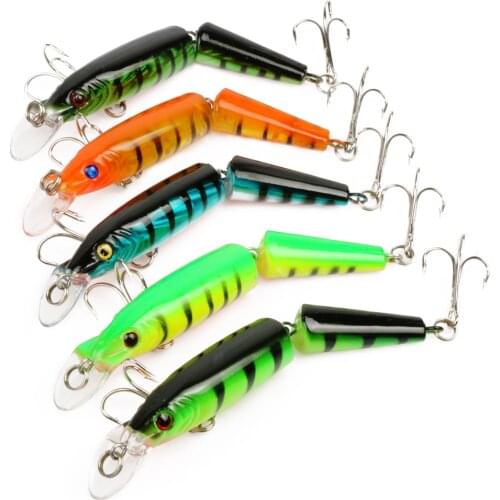 5pcs/set 3D Minnow Fishing Lures Bait Swimbait CrankBait Tackle 10.5cm 9.6g Hook 2 Segments Fishing baits Tackle Tool