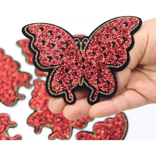 New arrival Butterfuly Beaded bling iron on patches DIY Hotfix Motif Applique garment Bag Pant shoes decor accessory