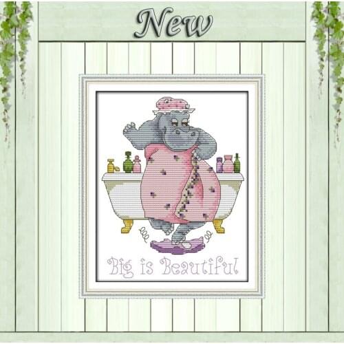 Big is beautiful cartoon decor painting counted print on canvas DMC 14CT 11CT Chinese Cross Stitch Needlework Set Embroider kits