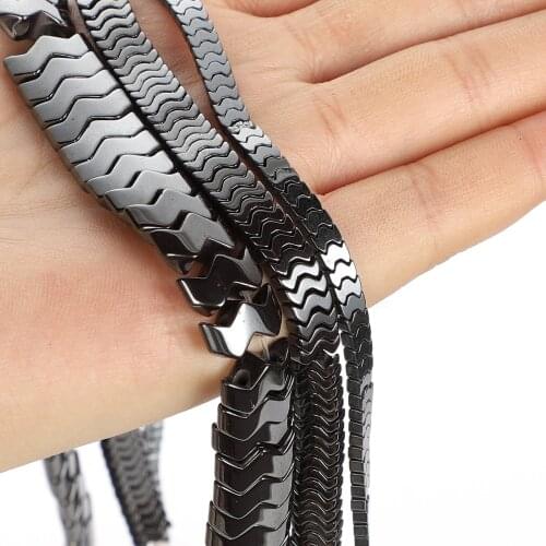 W-shaped Black Hematite Natural Stone Beads Round Loose Beads For Jewelry Making DIY Bracelet Necklace Accessories Beads 4-8mm