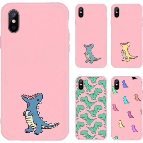 Cute dinosaur Liquid Phone Case Pink Candy Color for iPhone 11 12 mini pro XS MAX 8 7 6 6S Plus X SE 2020 XR