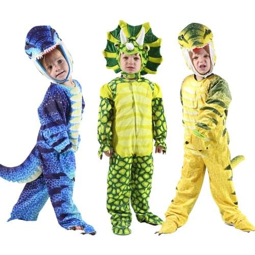 Kids Purim Costumes Halloween Christmas Triceratops Dinosaur T-Rex Cosplay Costume Jumpsuit Carnival Party Costumes Disfraz