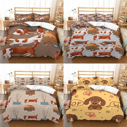 Home Textile Luxury 3D Cartoon Dog Print 2/3Pcs Comfortable Duvet Cover PillowCase Bedding Sets Queen and King EU/US/AU Size