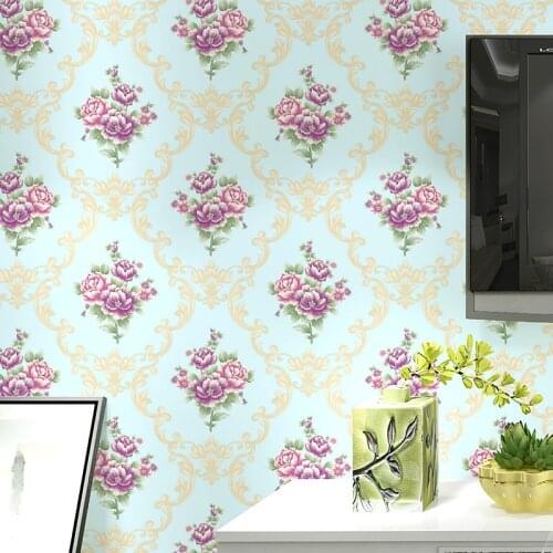 Beibehang European pastoral flower 3D wallpaper warm romantic bedroom wedding room wall living room decoration pvc wallpaper