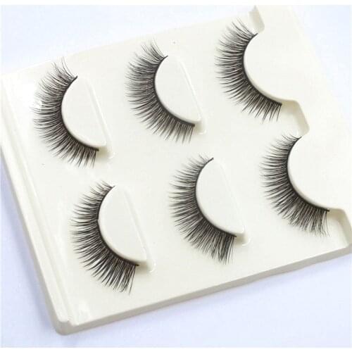 Daily make up 3d fake eyelash natural strip black synthetic multilayered false eyelashes