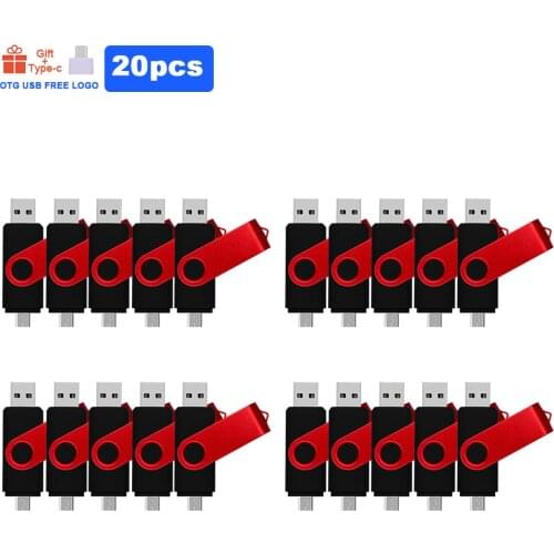 20pcs/lot OTG 3 IN 1 Pendrive 4GB 8GB 64GB Cle Usb 2.0 Memory Stick 32GB 16GB Type-C Usb Flash Drive Memory Stick Business Gift