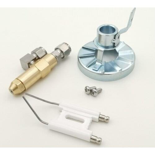 Waste oil burner nozzle boiler combustion oil injection with flame ring and ignitor needle gas fuel spray head air atomizing