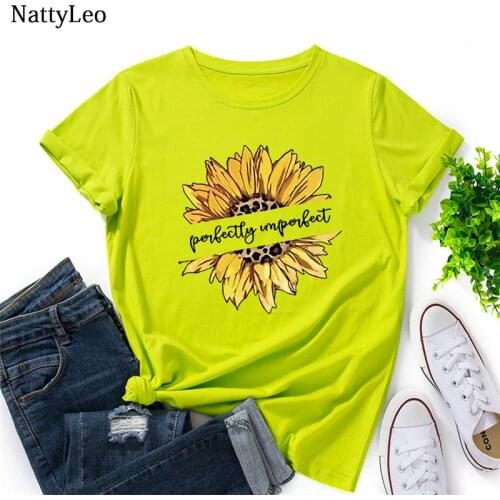Women Tops S-5XL Plus Size TShirt New Flower Letter Print Shirts 100%cotton O Neck Short Sleeve Tees Summer Graphic T Shirts