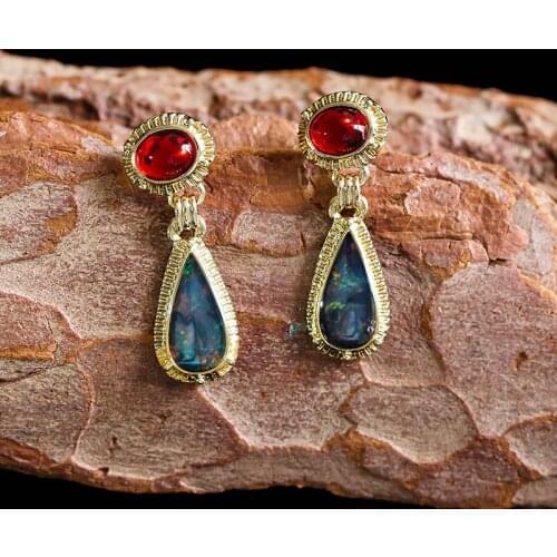 Classic Retro Red Color Luxury Mirror Drop-shaped Dangle Earrings Fashion Women Wedding Drop Earing Jewelry for Female Gift