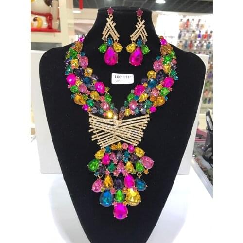 Women 2020 Luxury Necklaces Set Wedding Delicate Fashion Jewelery Set Crystal Rhinestone Earrings Jewelry Sets