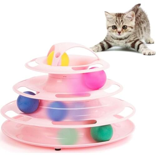 Cat Tower Tracks Toy Interactive Turntable Roller Pet Puzzle Circle Tracking Ball Inelligence Training Supplies for Cats Kitten