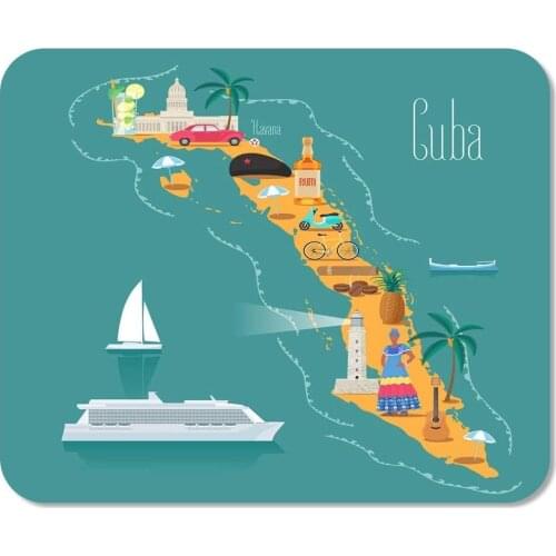 Mousepad Computer Notepad Office Beach Map of Cuba Cuban Landmarks Woman Cigars Explore Home School Game Player Computer