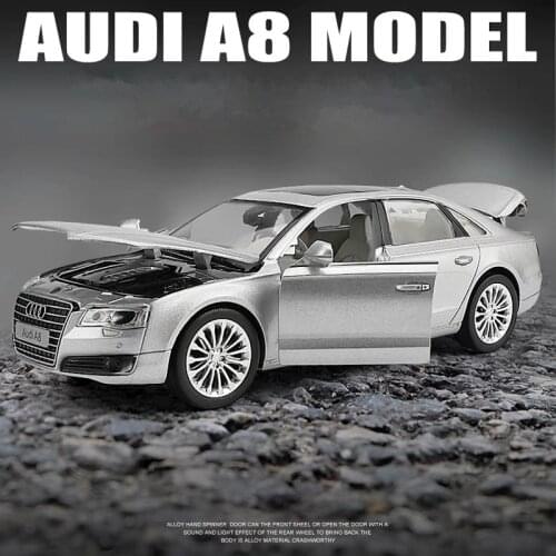 1/32 AUDI A8 Alloy Car Model Diecasts Metal Toy Vehicle Car Model High Simulation Sound and Light Collection Childrens Toy Gift