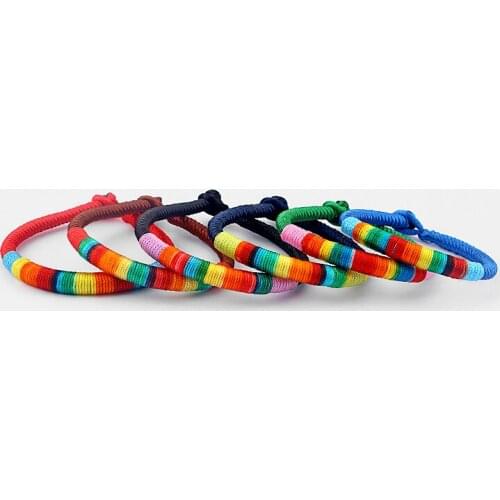 Fashion Rainbow Korea Silk Thread String Friendship Bracelet Wristband Unisex 8"