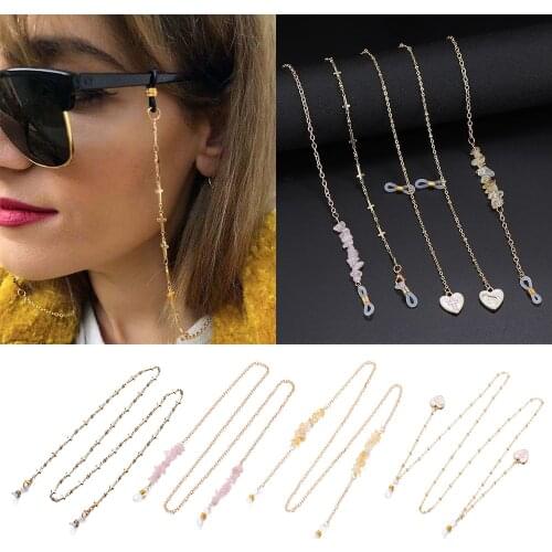 Fashion Crystal Beads Eyeglasses Lanyard Sunglasses Chains Necklace Non-slip Reading Glasses Holder Strap Chain Eyewear Retainer