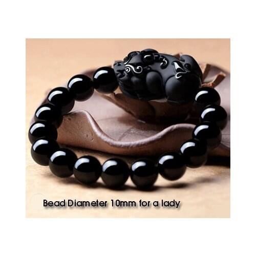 Men High-end Natural Pure Black Obsidian Bracelet Bracelets Feng Shui Healing Crystals Tourmaline lemurian quartz 10mm * 15