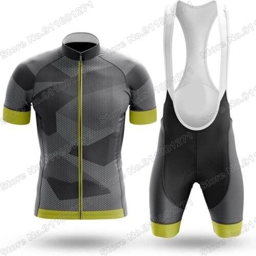 2021 Grey Pattern Mens Cycling Jersey Set Summer Bicycle Clothing Road Bike Shirts Suit Bicycle Bib Shorts MTB Ropa Maillot