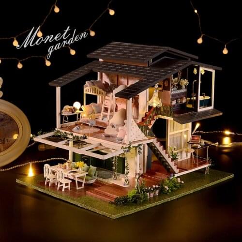 DIY Miniature 3D Toy Doll House Furniture Model Kit Wooden Dollhouse For Children Birthday Christmas Gift Casa Monet Gardens 1