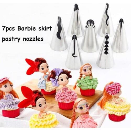7pcs/set Wedding Russian Nozzles Pastry Puff Skirt Icing Piping Nozzles Pastry Decorating Tips Cake Cupcake Decorator Tool