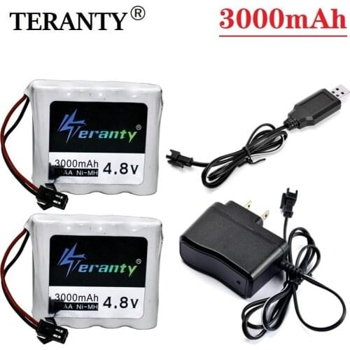 With Charger 4.8v 3000mAh NiMH Battery For Rc Cars Tanks Robots Boat Ship Toys Guns AA 4.8 v Rechargeable Battery