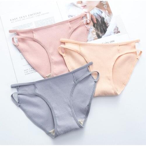 Womens Underpants Soft Cotton Panties Solid Color Comfortable Fishion Simplicity Skin-friendly 2 Pcs Ladies Female Underwear