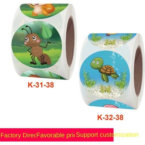 New roll up childrens animal cartoon sticker decoration gift series adhesive label