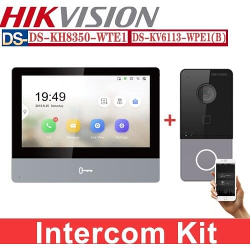 Original hikvision Video Intercom Kit DS-KV6113-WPE1 and DS-KH8350-WTE1 Standard POE Doorbell Door Station door phone kit
