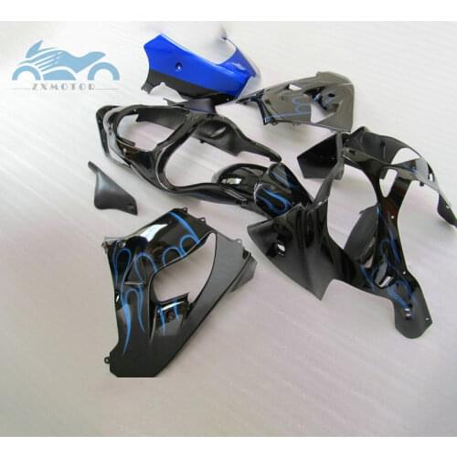 Full set fairing kits for KAWASAKI Ninja ZX9R 00 01 motorcycle sports fairings kit 2000 2001 ZX 9R blue flames ABS Plastic parts