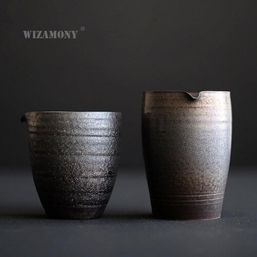 WIZAMONY Japanese Style Handmade tea set teapot Heat-Resisting Crude Pottery Tea Pitcher fair mug Cha hai Gongdao Teacup