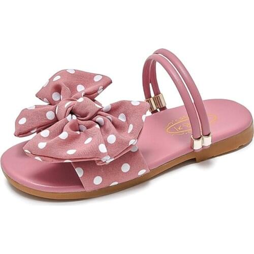 Girls Sandals Summer New Korean Bow Childrens Princess Sandals Little Big Kids Fish mouth Soft bottom beach shes