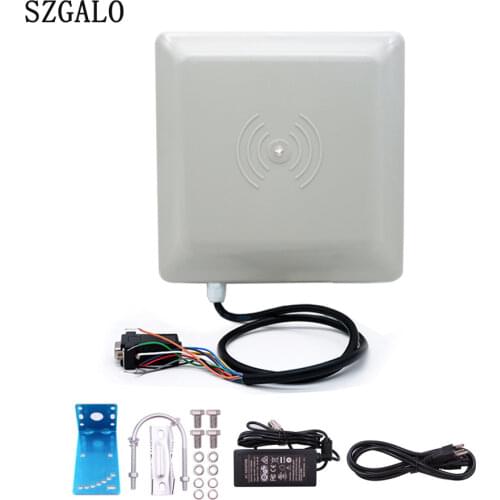 Card UHF RFID Reader Integrated Antenna 7dBi Long Range 0~6m with RS232 RS485 WG26 TCP/IP Optional For Parking Lot Free SDK