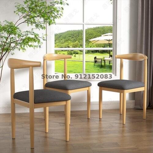 Nordic dining chair home dining table stool backrest makeup chair simple student desk mahjong chair iron horn chair