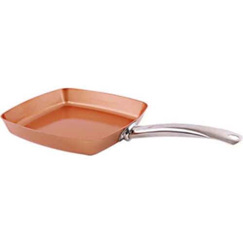 Frying Pan Red Copper Cookware Ceramic Induction Skillet Induction Nonstick Cooking Oven & Dishwasher Safe Square Kitchen Pot N